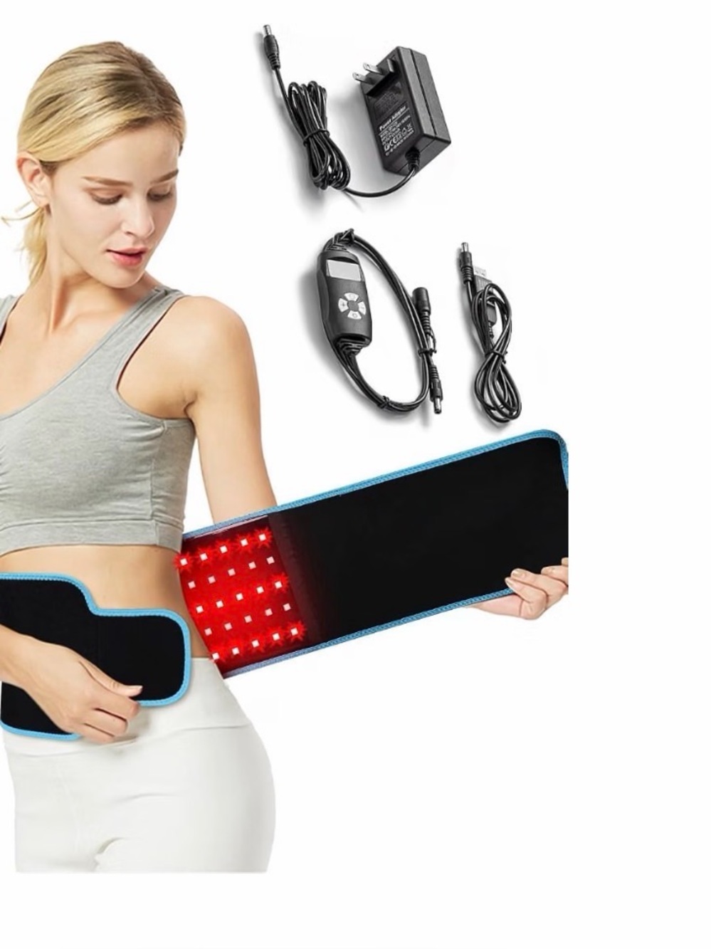 LED Red Light Therapy Waist Belt - Unbranded Black/Blue